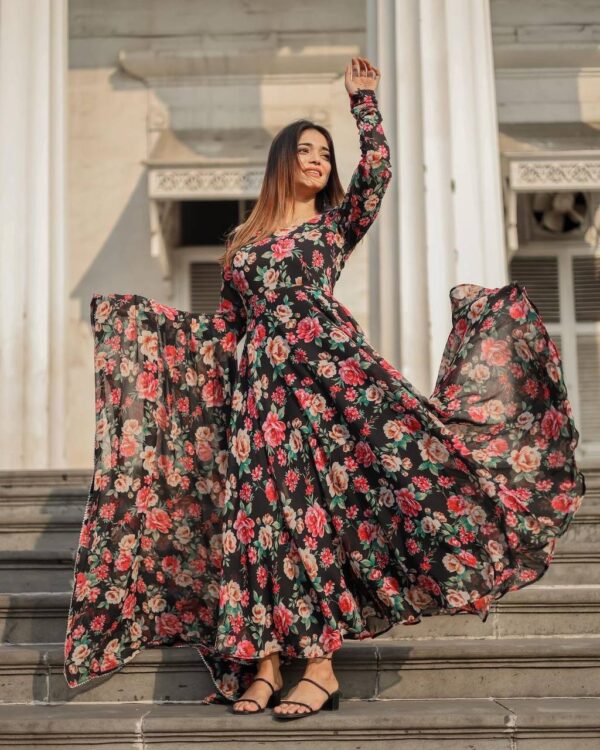 Designer printed anarkali gown